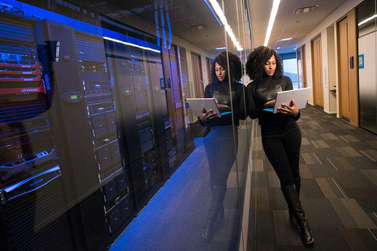 Specialist preparing a media response in a modern office